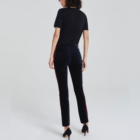 (B22) AG Adriano Goldschmied Mari Tuxedo Stripe Super Black pants, Size 28 NWT - Picture 6 of 16